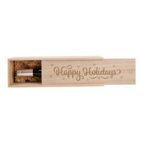Happy Holidays Wood Wine Box