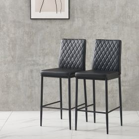 Black diamond grid pattern bar chair ~ 2-piece set