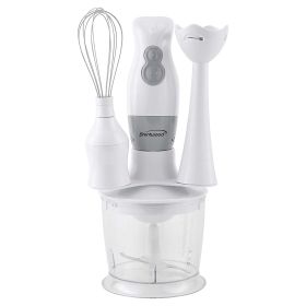Brentwood 2-Speed Hand Blender and Food Processor with Balloon Whisk (White) (HB-38W)