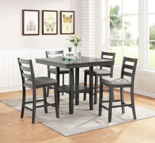 Classic Dining Room Furniture Gray Finish Counter Height 5pc Set