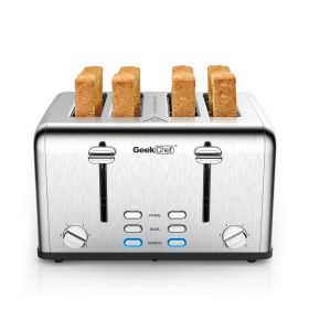 Geek Chef - Stainless Steel Extra-Wide Slot Toaster with Dual Control Panels
