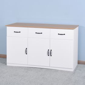 White Buffet Cabinet with Storage -  3 Doors and 3 Drawers