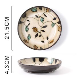 Hand Painted Ceramic Plate (Option: Vine Leaf Deep Plates)