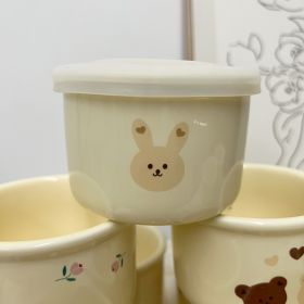 Children's Ceramic Bowl with lid (Option: Yellow Rabbit)