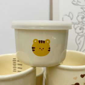 Children's Ceramic Bowl with lid (Option: Yellow Tiger)