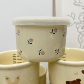 Children's Ceramic Bowl with lid (Option: Yellow Tulip)