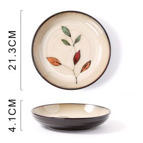 Hand Painted Ceramic Plate (Option: Colored Leaves Deep Plates)