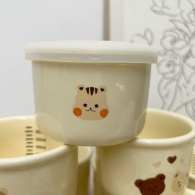 Children's Ceramic Bowl with lid (Option: Yellow Squirrel)