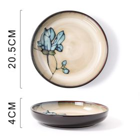 Hand Painted Ceramic Plate (Option: Mulan Blue Deep Plates)
