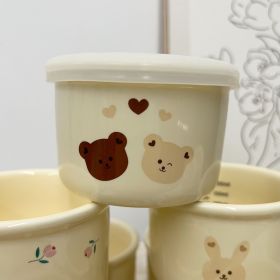 Children's Ceramic Bowl with lid (Option: Yellow Two Bears)